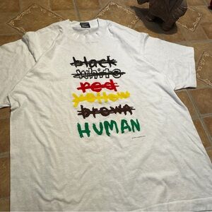 Vintage 1994 "HUMAN" Racial Equality T-Shirt | Fruit of the Loom BEST | L.